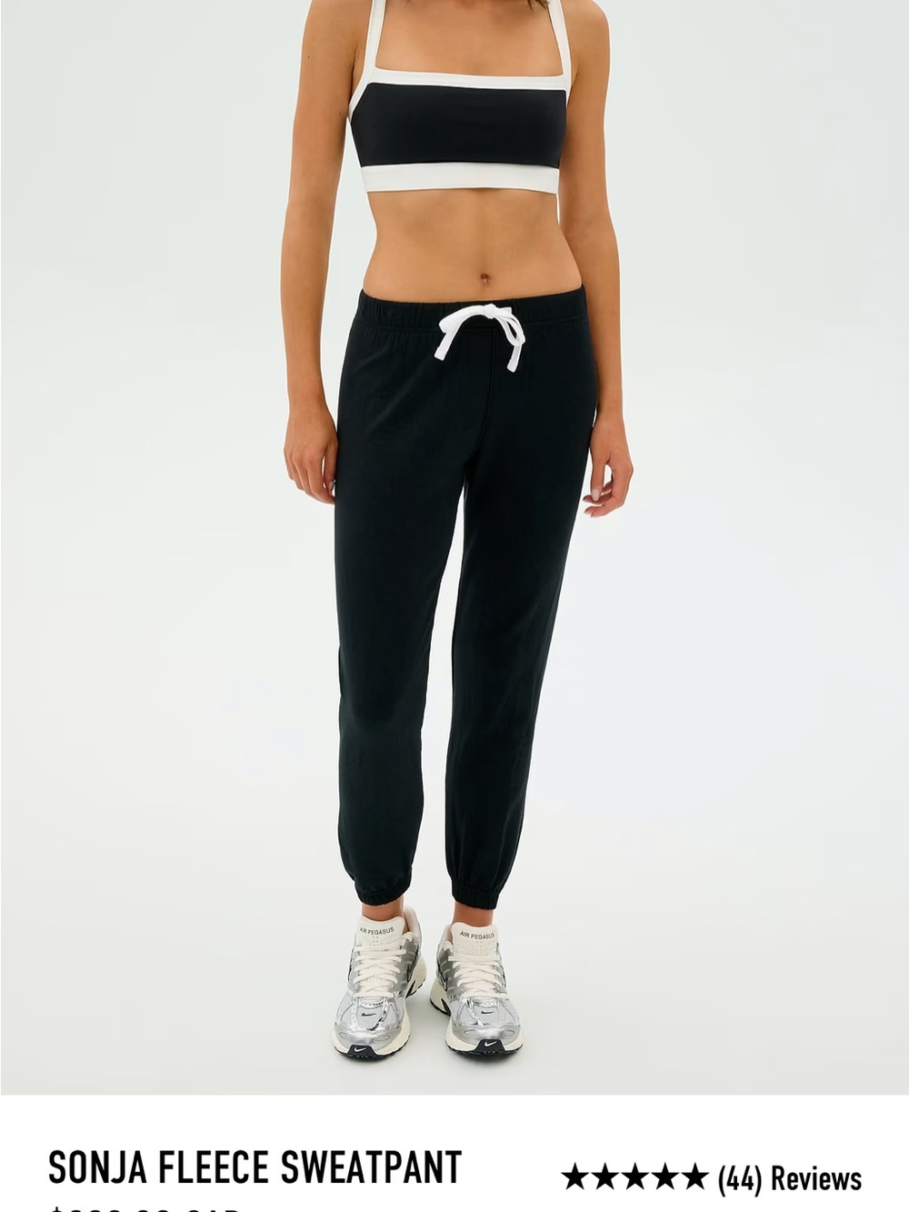 Splits59 Black Sonja Fleece Joggers with White Drawstring, Size S
